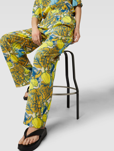 Delicate Love Broek met all-over motief, model 'SALAD' Geel - 3