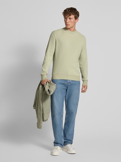 BOSS Orange Regular Fit Strickpullover aus Baumwoll-Mix Modell 'APOKKO' Lind 1