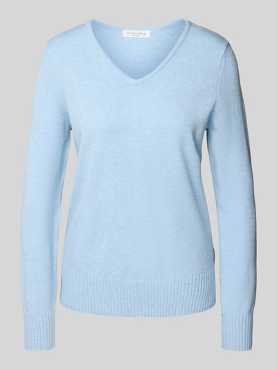 Christian Berg Woman Regular Fit Longsleeve aus Viskose-Mix in Strick-Optik Hellblau Melange 2