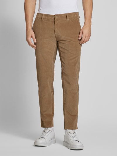 Brax Regular fit corduroy broek met steekzakken, model 'FABIO' Camel - 4