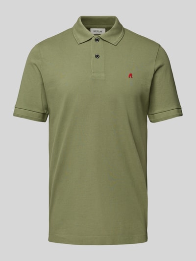 Replay Regular Fit Poloshirt mit Logo-Stitching Oliv 2