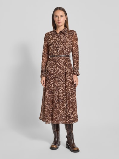 MANGO Midikleid mit Hemdblusenkragen Modell 'STEFI' Dunkelbraun 4