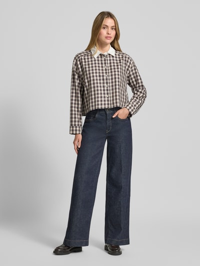 SUNCOO PARIS Cropped Hemdbluse mit Ziersteinbesatz Modell 'LUIGI' Dunkelbraun 1