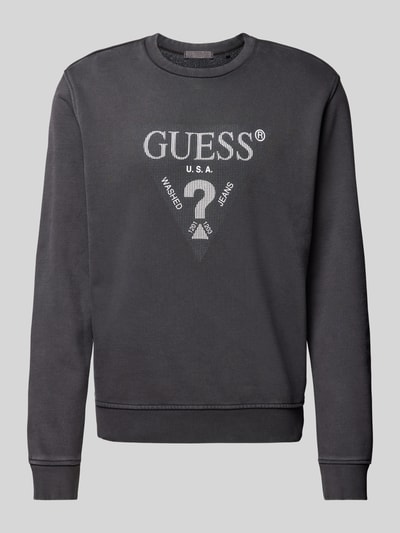 Guess Sweatshirt mit Label-Print Modell 'TREATED' Black 2