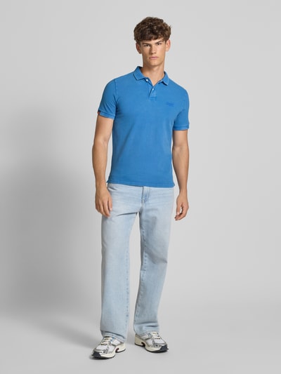 Superdry Regular fit poloshirt met labelstitching Koningsblauw - 1