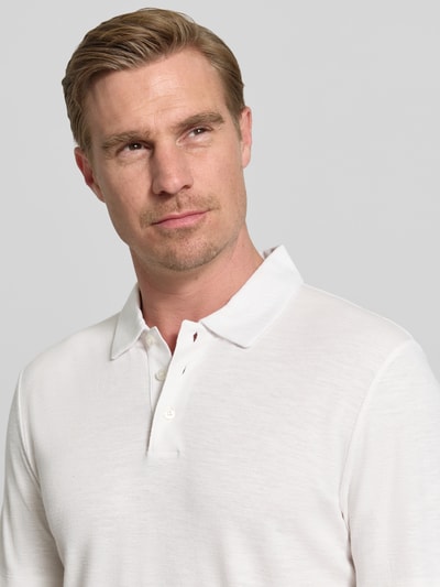 HUGO Slim Fit Poloshirt aus Lyocell-Leinen-Mix Modell 'DULINEN' Offwhite 3