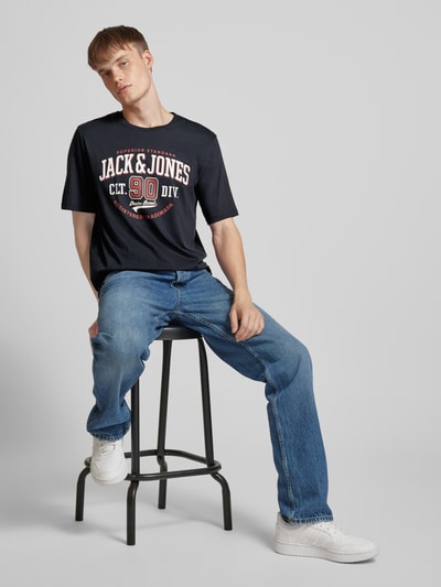 Jack & Jones T-Shirt mit Label-Print Modell 'ELOGO' Marine 1