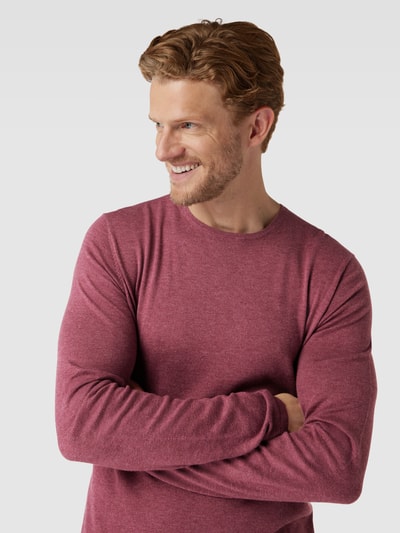 Christian Berg Men Strickpullover mit gerippten Abschlüssen Metallic Rosa Melange 3