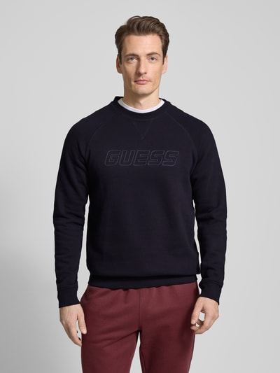 Guess Activewear Sweatshirt mit Label-Print Modell 'NEW ALDWIN' Dunkelblau 4