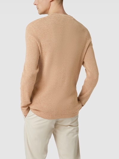 SELECTED HOMME Regular fit gebreide pullover met structuurmotief, model 'ROCKS' Beige - 5