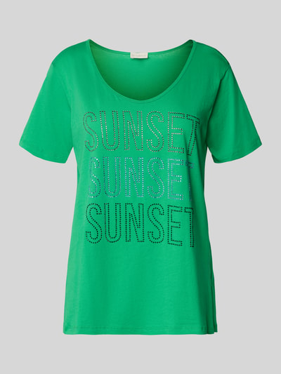 Milano Italy T-Shirt mit Strasssteinbesatz Gruen 2