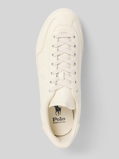 Produktfoto, Low Top Sneaker aus echtem Leder Modell 'HESTER' von Polo Ralph Lauren, kolor jednolity, zaokrąglony nosek, płaski obcas, logo, tłoczenie label, sznurowane, podeszwa z fakturą, damski sneaker