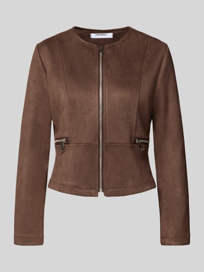 ZABAIONE Kunstlederjacke mit Zierreißverschluss Mittelbraun 2
