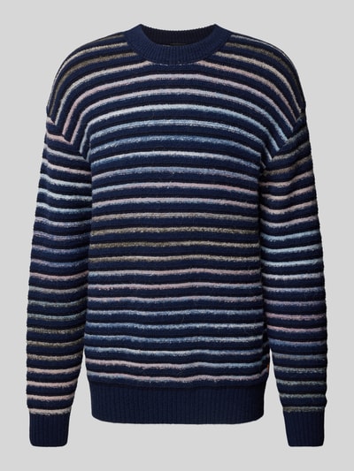 BOSS Orange Gebreide pullover met ronde hals, model 'Aturn' Donkerblauw - 2