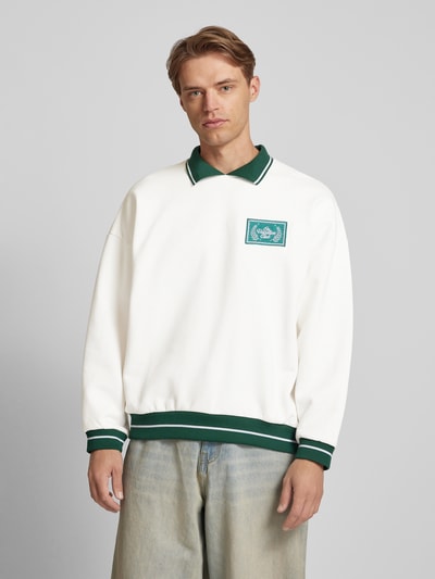 On Vacation Pullover mit Label-Patch Offwhite 4