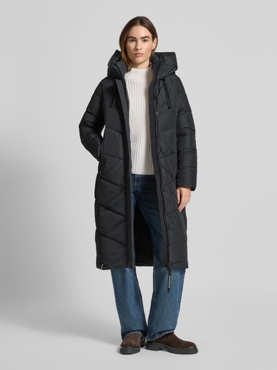 khujo Gewatteerde lange jas met capuchon, model 'TEPLE' Marineblauw - 1