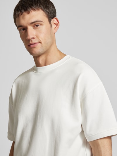 Lindbergh Oversized T-Shirt mit geripptem Rundhalsausschnitt Offwhite 3