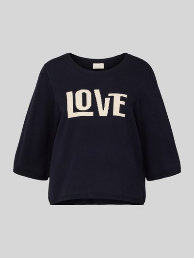 Milano Italy Oversized Strickpullover mit 3/4-Ärmel Marine 2