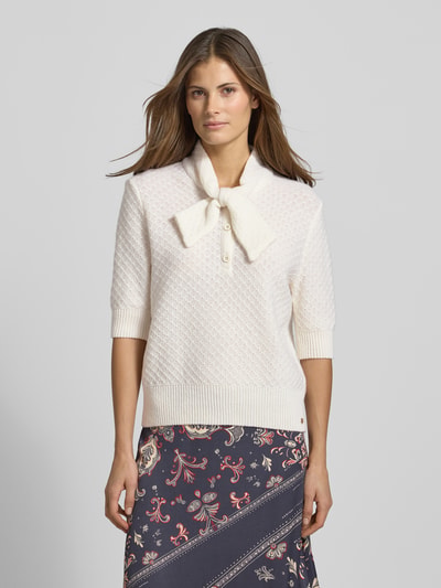 Marc Cain Strickpullover aus Schurwoll-Kaschmir-Mix mit Schluppe Weiss 4