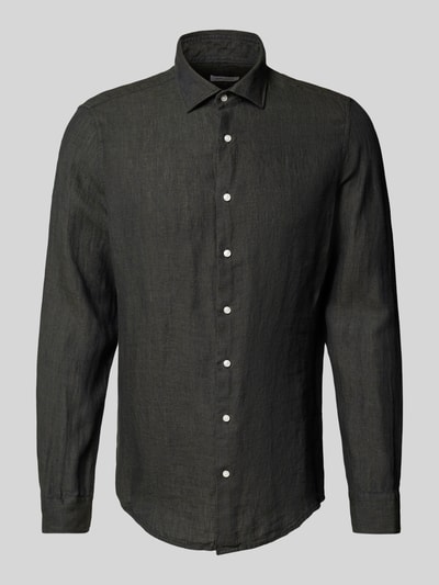 SEIDENSTICKER Slim Fit Business-Hemd aus Leinen mit Kentkragen Oliv 2