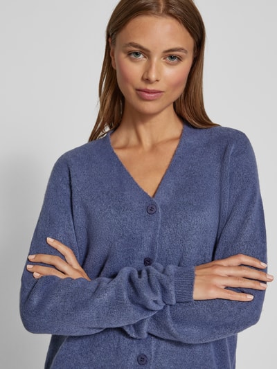 Fransa Strickjacke mit gerippten Abschlüssen Modell 'Rellis' Blau 3