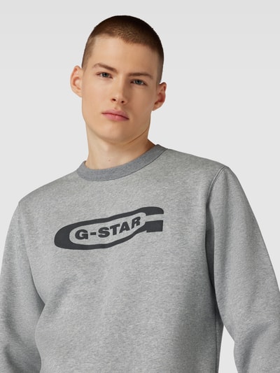 G-Star Raw Sweatshirt mit Label-Print Mittelgrau Melange 3