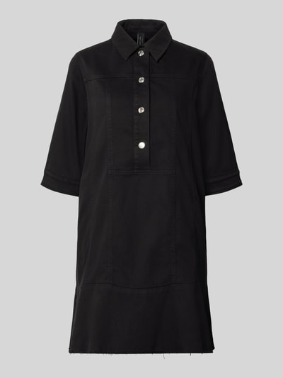 Produktfoto, Knielanges Hemdblusenkleid mit Knopfleiste und 1/2-Arm von Marc Cain in Schwarz, gerader Schnitt, Hemdblusenkragen, glatte Textur