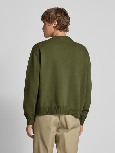 Hugo Blue Regular Fit Strickpullover aus Baumwoll-Mix Modell 'SAN CASEY' Oliv 5