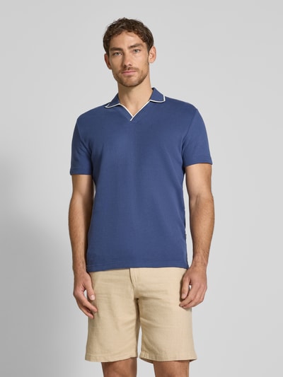 SELECTED HOMME Slim fit poloshirt met V-hals, model 'SANGEV' Blauw - 4