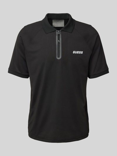 Guess Activewear Regular Fit Poloshirt mit Reißverschluss Modell 'JAISS' BLACK 2