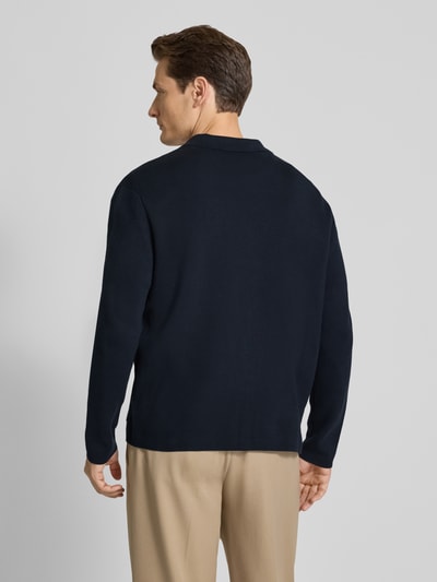 SELECTED HOMME Relaxed fit gebreid jack van katoenmix, model 'MIKE' Donkerblauw - 5