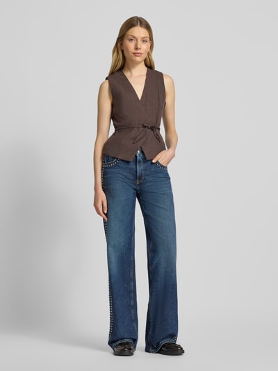 CAMBIO Wide leg jeans met studs, model 'AIMEE' Donkerblauw - 1