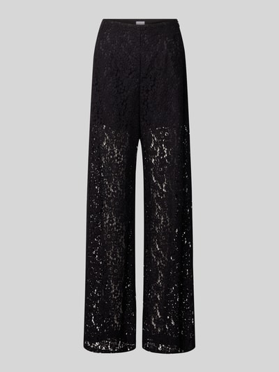 Jake*s Cocktail Spodnie koktajlowe o luźnym kroju z haftem angielskim Czarny 2