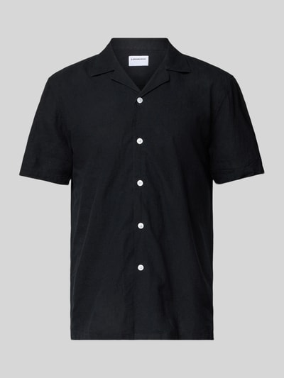 Lindbergh Relaxed fit linnen overhemd met 1/2-mouwen Zwart - 2