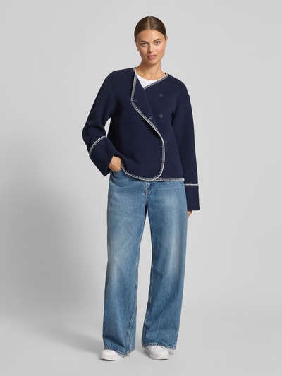 YAS Kurtka o kroju relaxed fit z dodatkiem wełny model ‘VICCO’ Granatowy 1