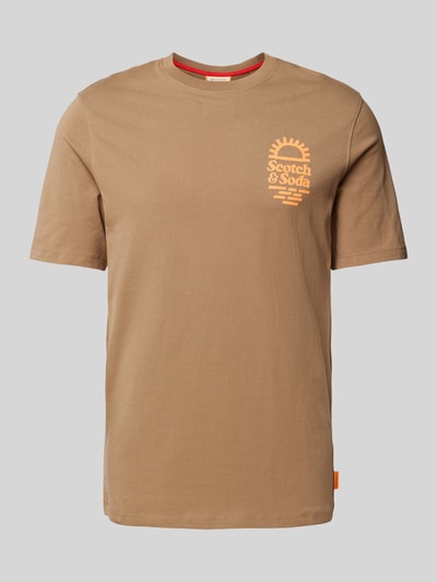 Scotch & Soda T-shirt met labelprint Taupe - 1