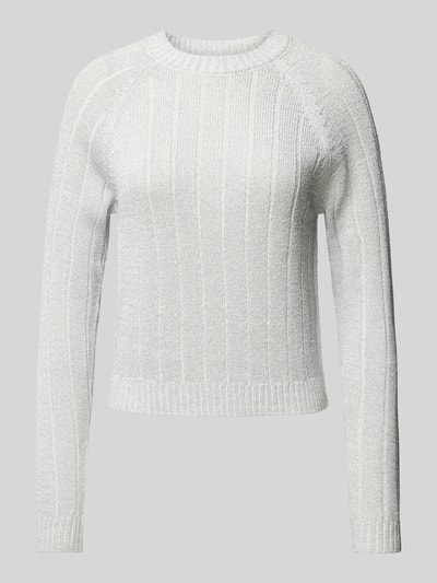 Vero Moda Regular Fit Strickpullover mit Effektgarn-Ripp-Struktur Modell 'VANJA' Silber 2