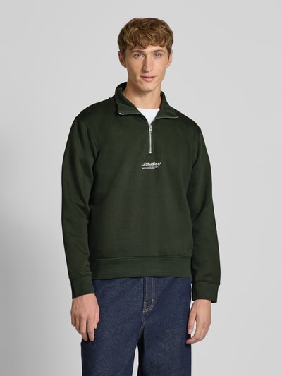 Jack & Jones Schipperstrui met schipperskraag, model 'SOHO' Donkergroen - 4