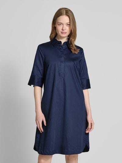 Christian Berg Woman Knielanges Hemdblusenkleid mit verdeckter Knopfleiste Marine 4
