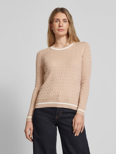 Christian Berg Woman Strickpullover mit gerippten Abschlüssen Hellbraun 4