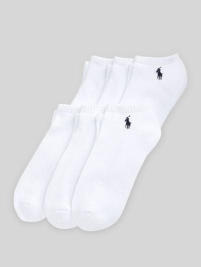 Produktfoto, Sneaker-Socken aus Baumwoll-Mix im 6er-Pack von Polo Ralph Lauren Underwear, białe, jednokolorowe, z logo, elastyczny ściągacz, prążkowany, 6-pak, materiał: bawełniany miks