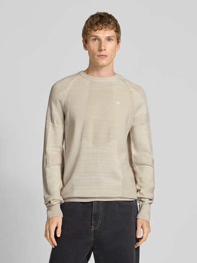 G-Star Raw Gebreide pullover met logostitching en ronde hals Offwhite - 4