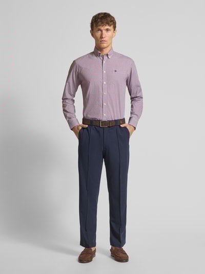 Fynch-Hatton Koszula casualowa o kroju regular fit z wyhaftowanym logo model ‘Poplin’ Koralowy 1