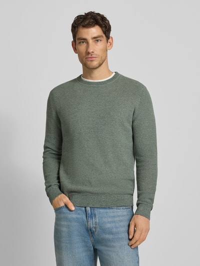 Selected Homme Regular Fit Pullover aus reiner Bio-Baumwolle Modell 'ROSS' Gruen Melange 4