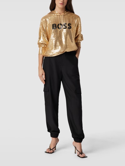 BOSS Black Women Hoodie mit Paillettenbesatz Modell 'Esoca' Gold 1