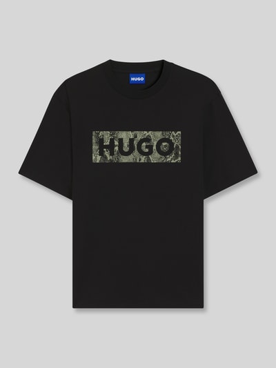 HUGO Blue Regular Fit T-Shirt aus reiner Baumwolle Modell 'NERPIENT' BLACK 2