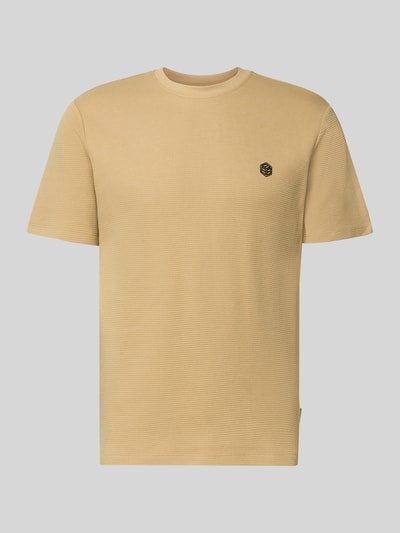 Blend t-shirt z detalem z logo model 'FILLIP' Beżowy 2