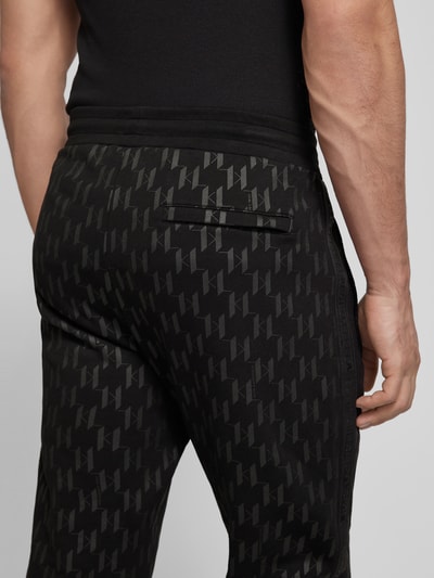 Karl Lagerfeld Straight fit sweatpants met all-over labelprint Zwart - 3