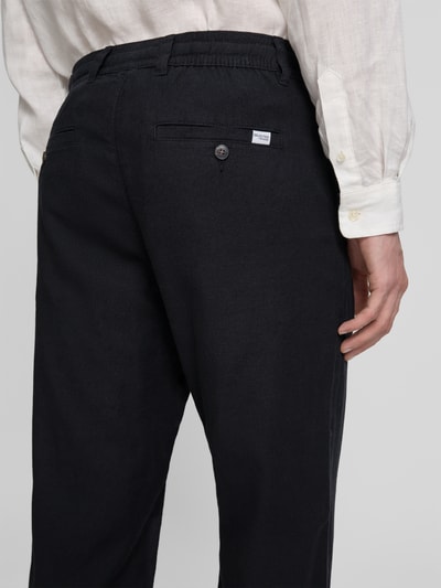 Selected Homme Spodnie o kroju loose fit z mieszanki bawełny i lnu model 'BRODY' Czarny 3
