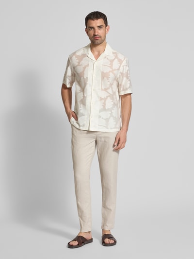 Scotch & Soda Tapered Fit Stoffhose aus Baumwoll-Leinen-Mix Modell 'Warren' Hellgrau 1